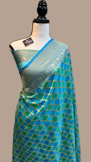 Khaddi Georgette Handloom Banarasi Saree - Gold Zari - The Handlooms