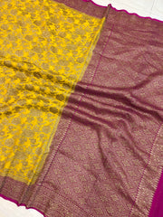 Khaddi Georgette Banarasi Saree -  Antique zari - The Handlooms