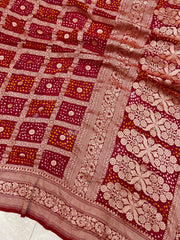 Pure Georgette Banarasi Bandhej Handloom Saree - The Handlooms