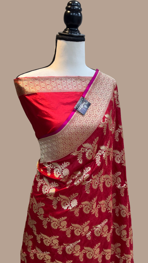 Pure Katans Silk Tanchi Handloom Banarasi Saree - All over jaal work - The Handlooms