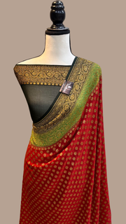 Khaddi Georgette Banarasi Saree -  Antique zari - The Handlooms