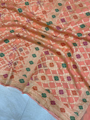 Pure Georgette Banarasi Handloom Saree - with meenakari work Gold Zari - The Handlooms