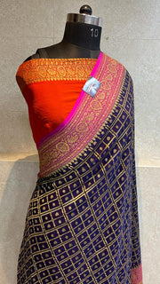 Khaddi Georgette Banarasi Saree -  Antique zari - The Handlooms