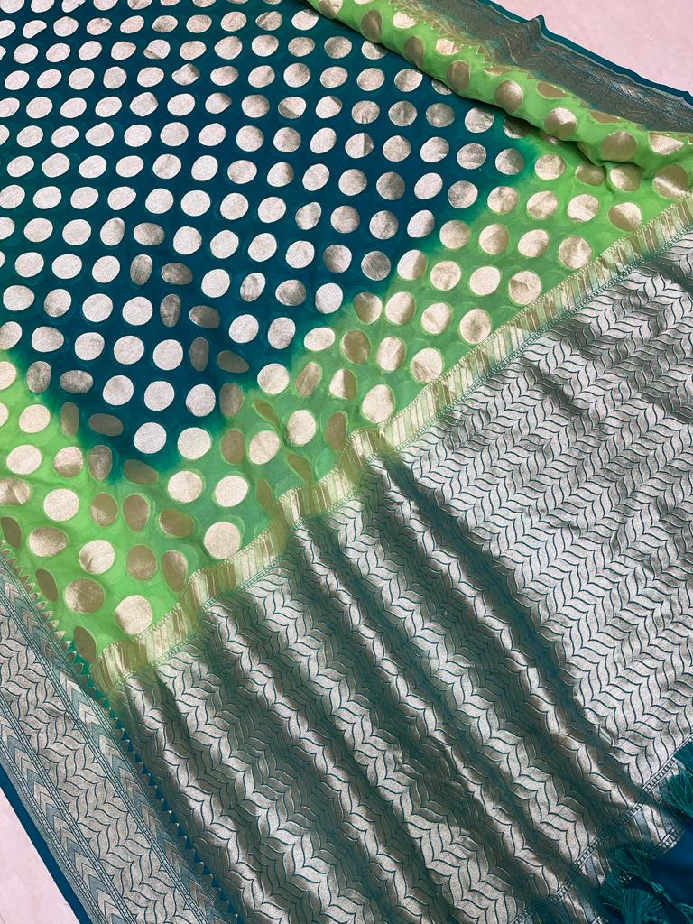 Khaddi Georgette Handloom Banarasi Saree - The Handlooms