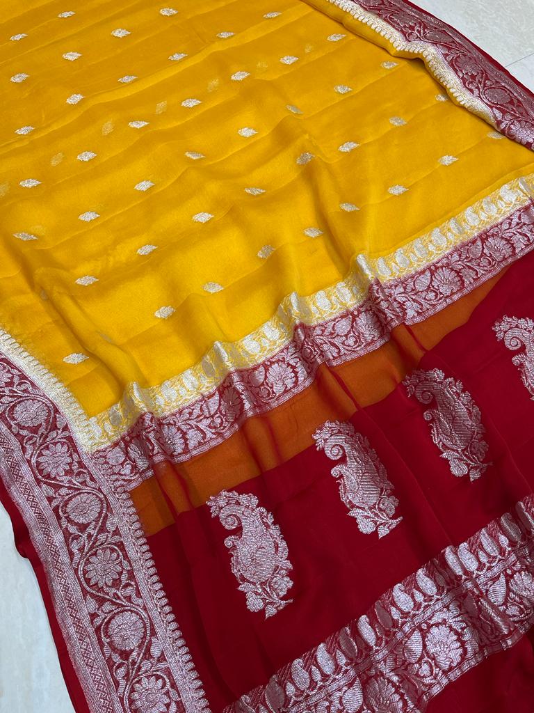Pure Georgette Handloom Banarasi Saree - The Handlooms