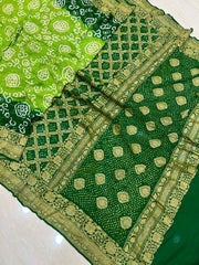 Pure Georgette Banarasi Bandhej Handloom Saree - The Handlooms