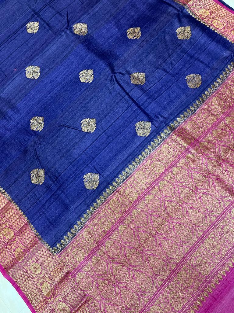 Pure Tussar Silk Handloom Banarasi Saree - The Handlooms