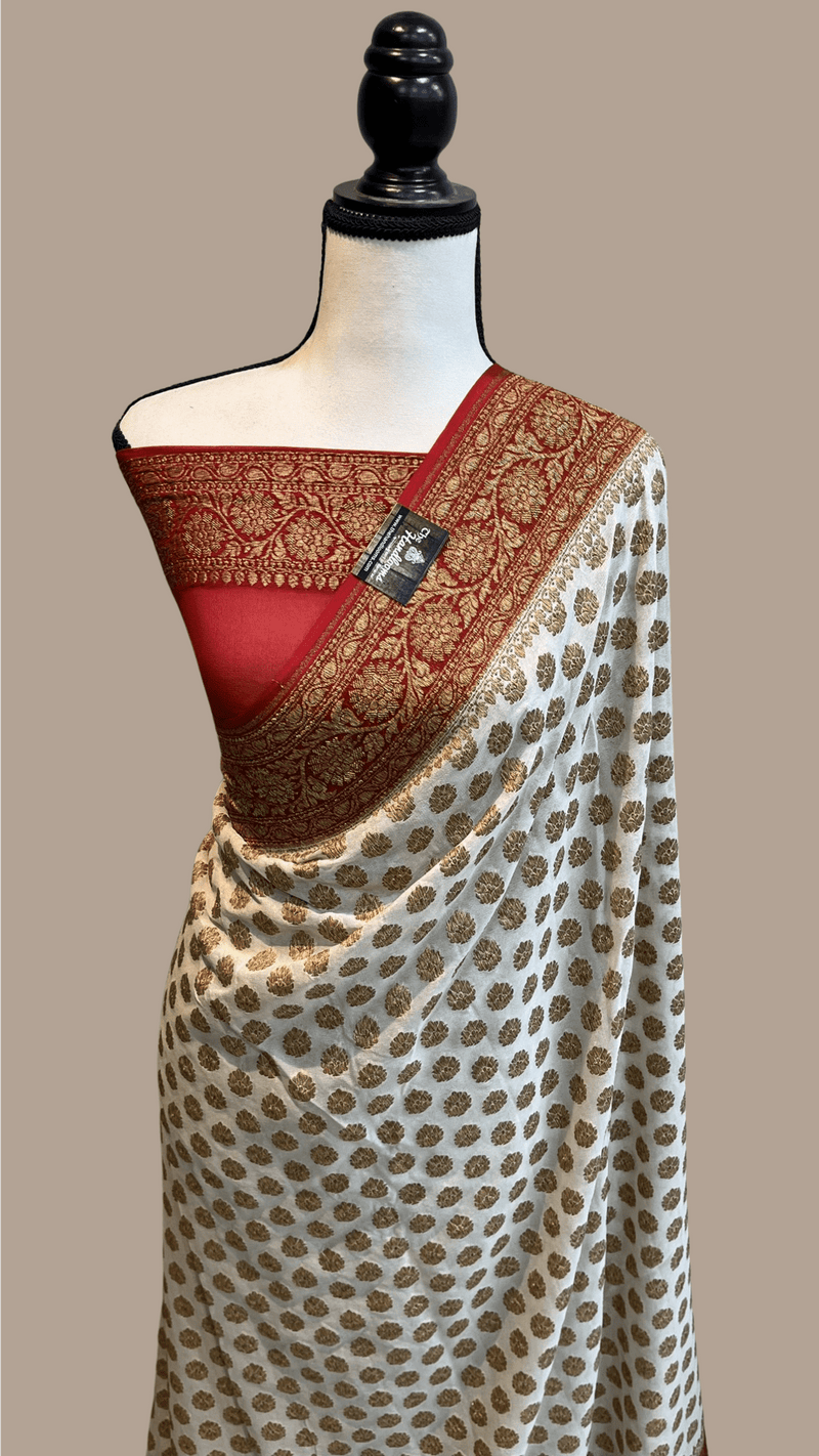Khaddi Georgette Banarasi Saree -  Antique zari - The Handlooms
