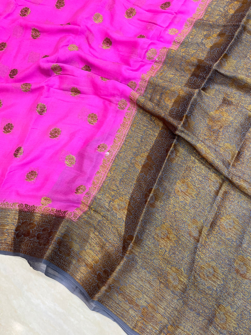 Pure Chiffon Khaddi Banarasi Saree - The Handlooms