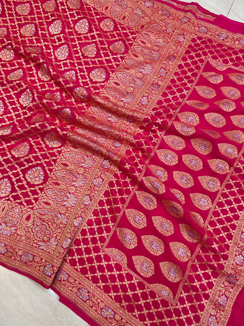 Khaddi Georgette Handloom Banarasi Saree - Sona Roopa - The Handlooms