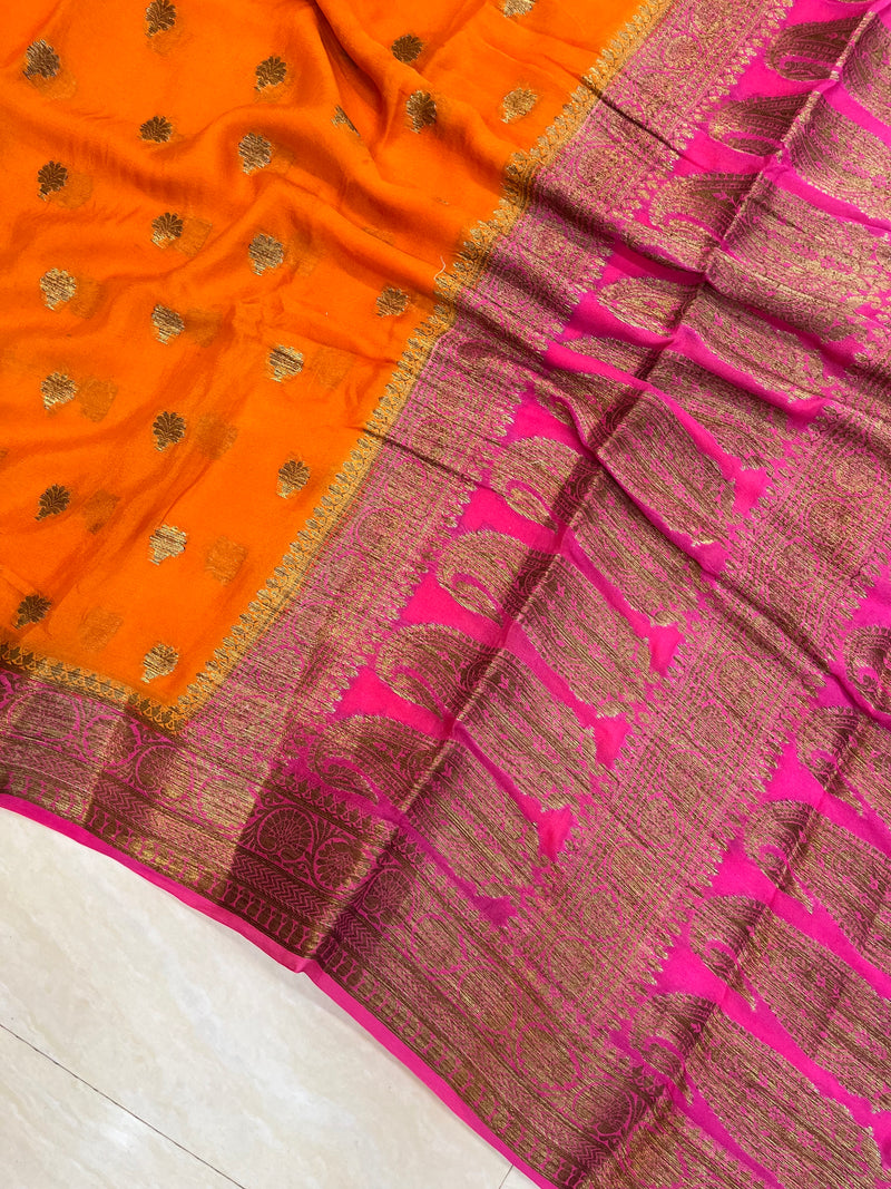 Pure Chiffon Khaddi Banarasi Saree - The Handlooms
