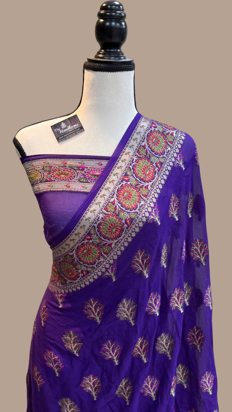 Pure Chiffon Khaddi Banarasi Saree - The Handlooms
