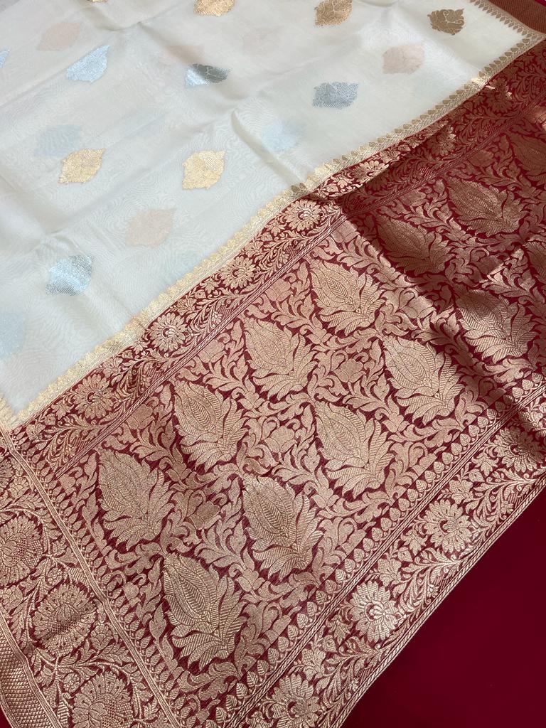 Pure Kora Handloom Banarasi Saree - The Handlooms