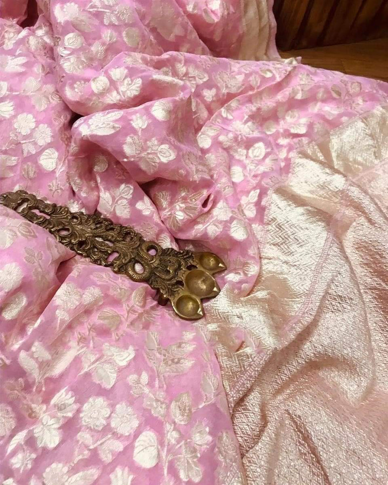 Khaddi Georgette Handloom Banarasi Saree - The Handlooms