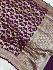 Pure Katan Silk Banarasi Handloom Saree - All over Jaal work - The Handlooms