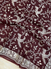 Pure organza Chikankari Handloom Banarasi Saree - The Handlooms