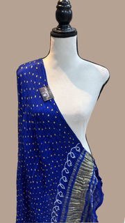 Pure Georgette Banarasi Bandhej Handloom Dupattta - The Handlooms