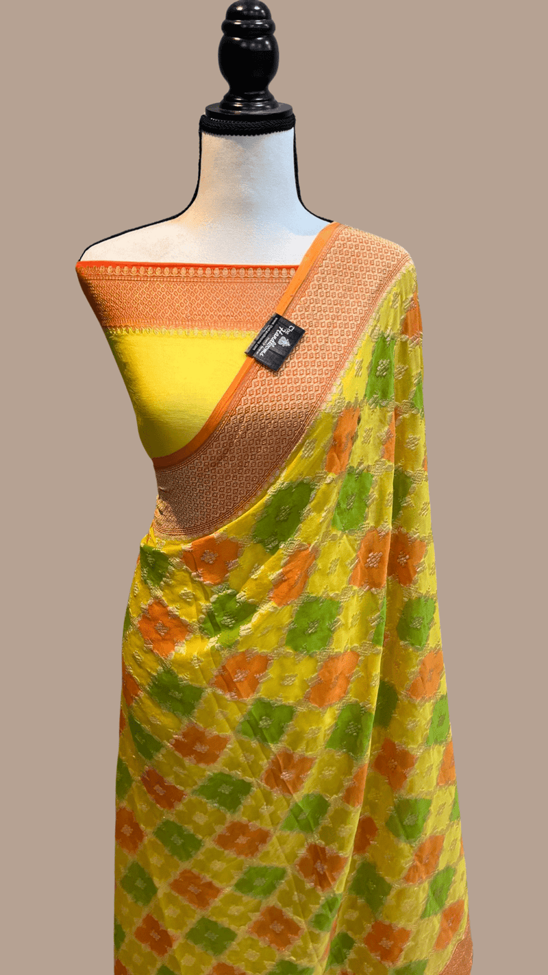 Khaddi Georgette Handloom Banarasi Saree - The Handlooms