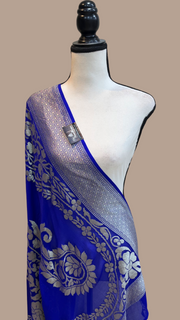 Pure Khaddi Georgette Dupatta - water zari - The Handlooms