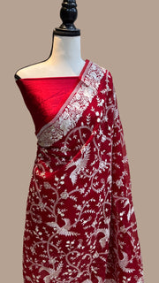 Pure organza Chikankari Handloom Banarasi Saree - The Handlooms