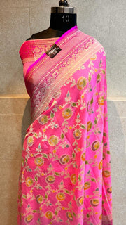 Khaddi Georgette Handloom Banarasi Saree - The Handlooms