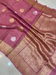 Tussar Georgette Handloom Banarasi Saree - All over kadua work - The Handlooms