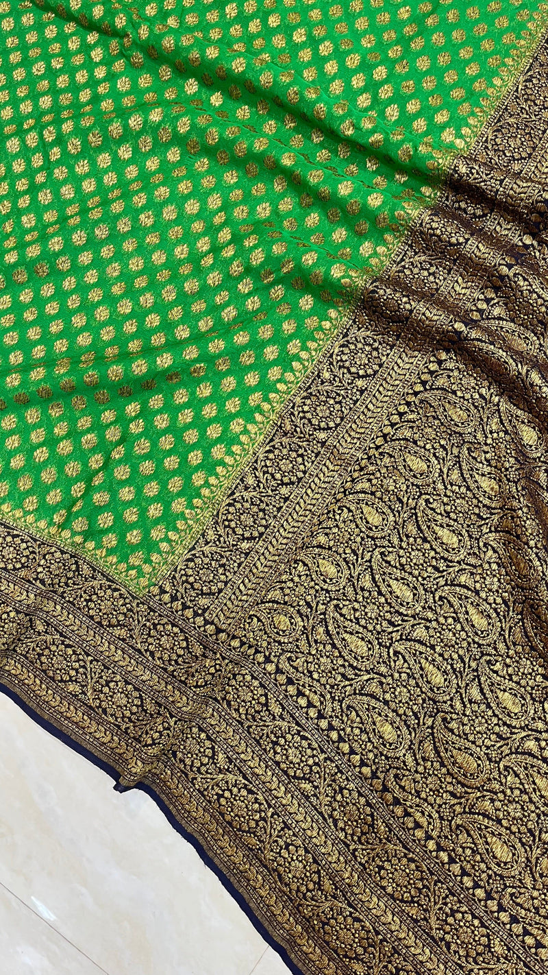 Khaddi Georgette Banarasi Saree -  Antique zari - The Handlooms