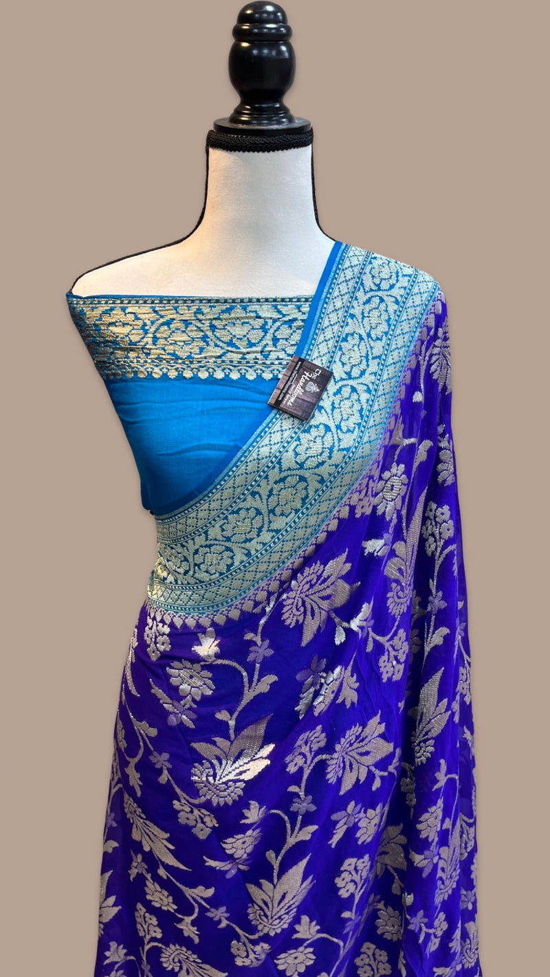 Khaddi Georgette Handloom Banarasi Saree - The Handlooms