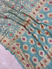 Pure Georgette Banarasi Handloom Saree - with meenakari work - The Handlooms
