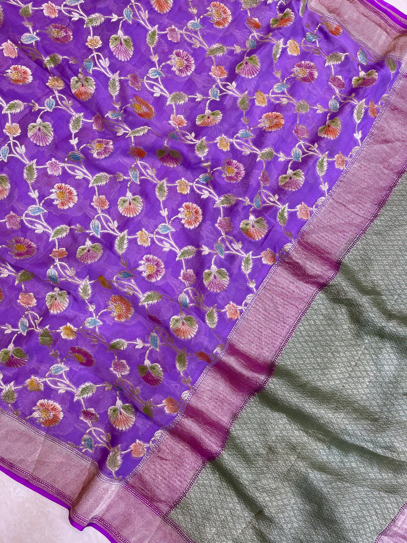 Khaddi Georgette Handloom Banarasi Saree - The Handlooms
