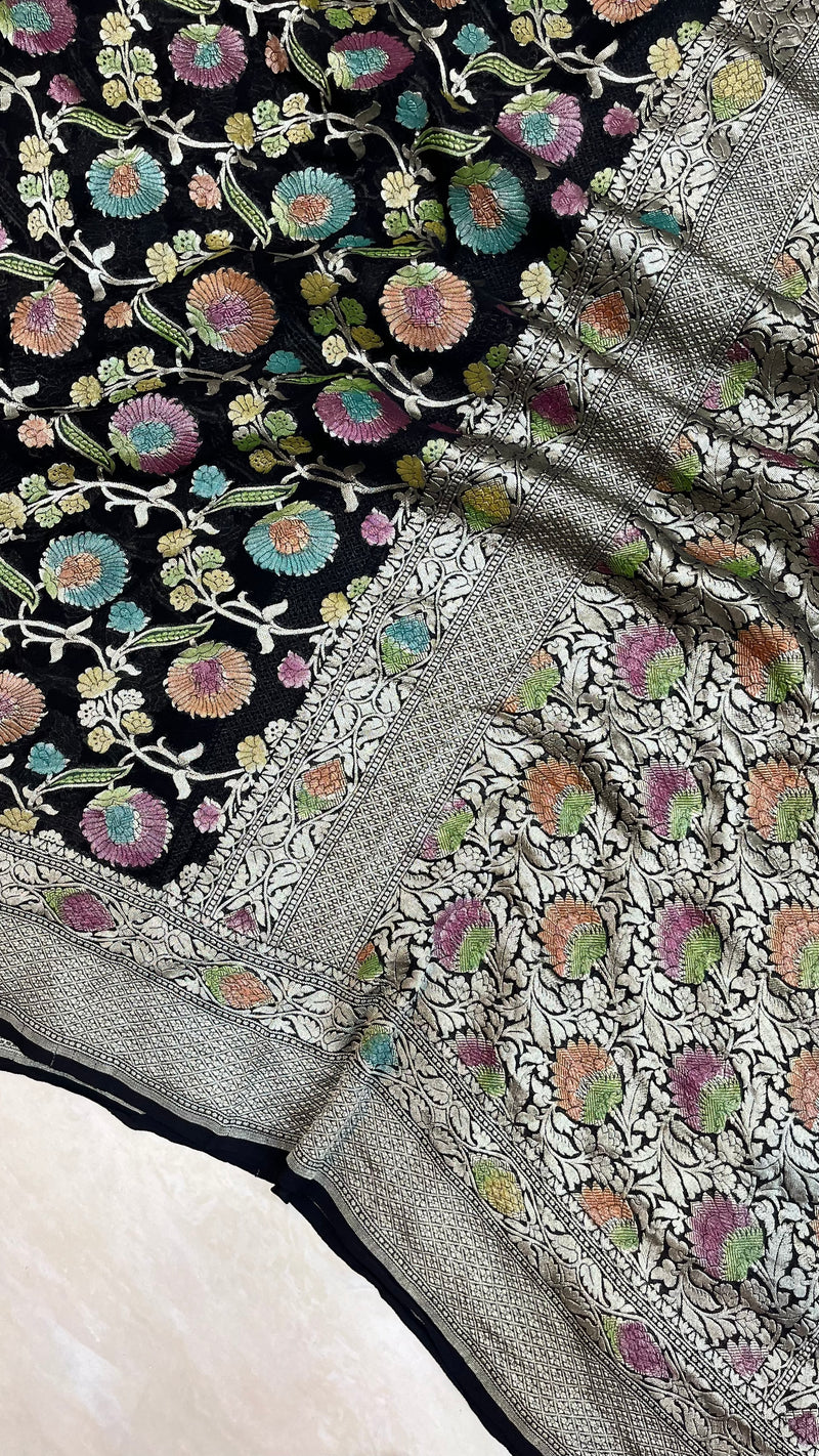 Khaddi Georgette Banarasi Saree - water zari - The Handlooms