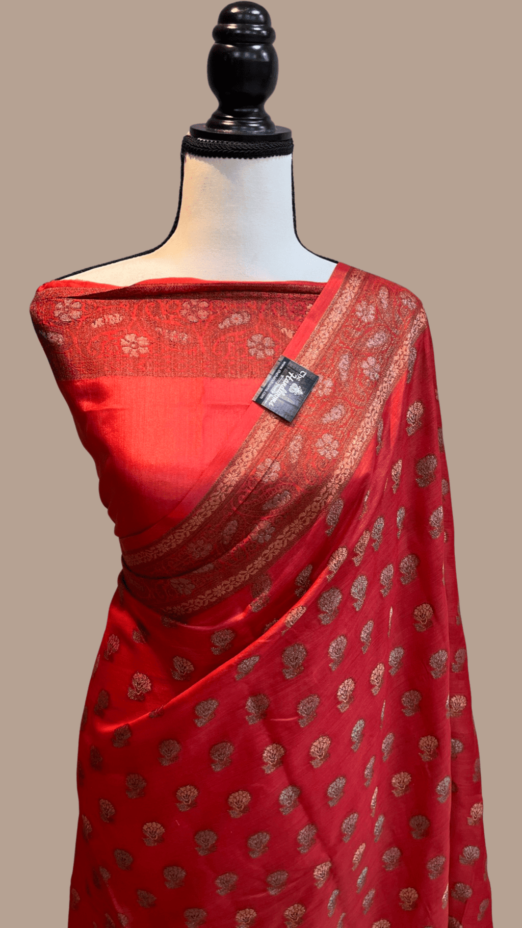 Wine - Crepe Georgette Pure Banarasi Saree - Handbrush Floral Jaal main image 0