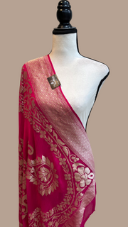 Pure Khaddi Georgette Dupatta - water zari - The Handlooms