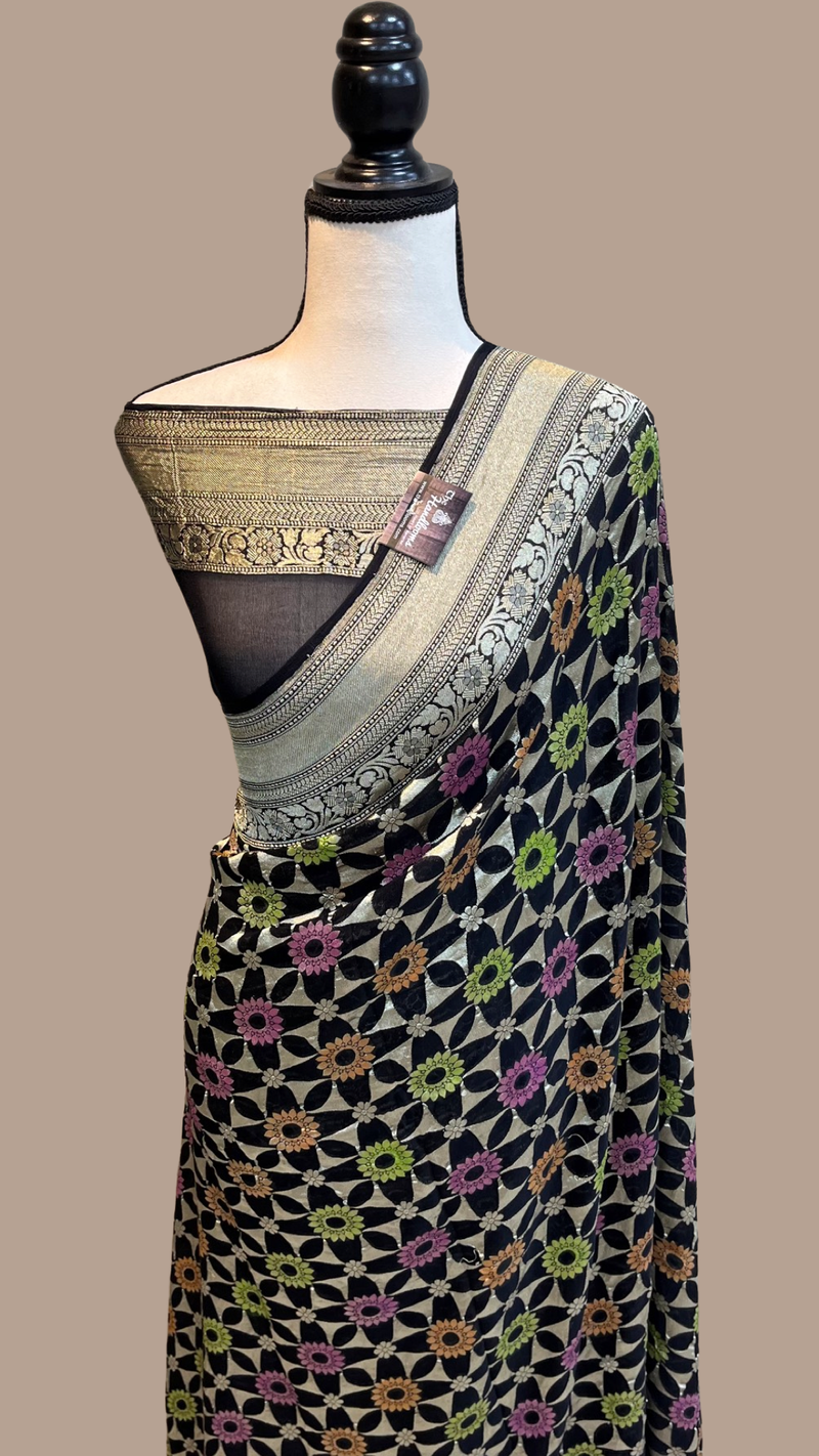 Khaddi Georgette Banarasi Saree - water zari - The Handlooms