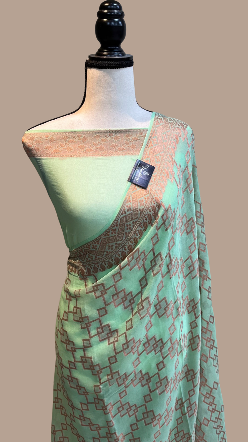 Pure Chiffon Khaddi Banarasi Saree - The Handlooms