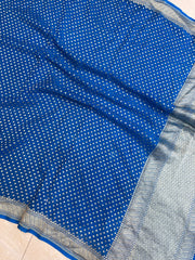 Pure Khaddi Georgette Dupatta - water zari - The Handlooms