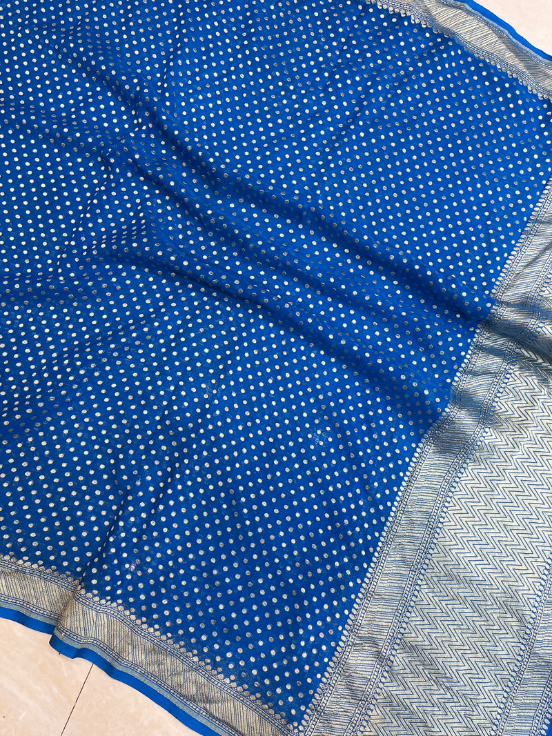 Pure Khaddi Georgette Dupatta - water zari - The Handlooms