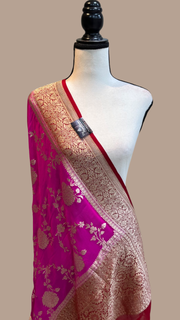 Pure Khaddi Georgette Dupatta - water zari - The Handlooms