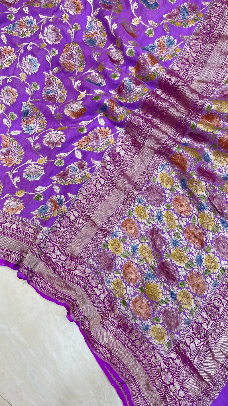 Khaddi Georgette Banarasi Saree - water zari - The Handlooms