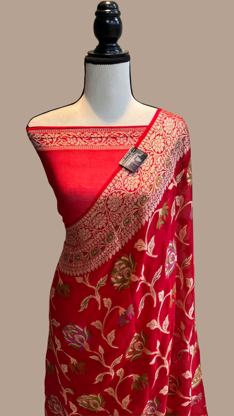 Pure Chiffon Khaddi Banarasi Saree - The Handlooms