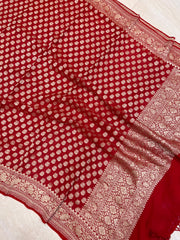 Pure Khaddi Georgette Dupatta - water zari - The Handlooms