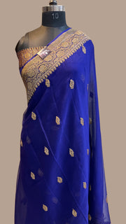 Pure Georgette Banarasi Saree - Antique Zari - The Handlooms