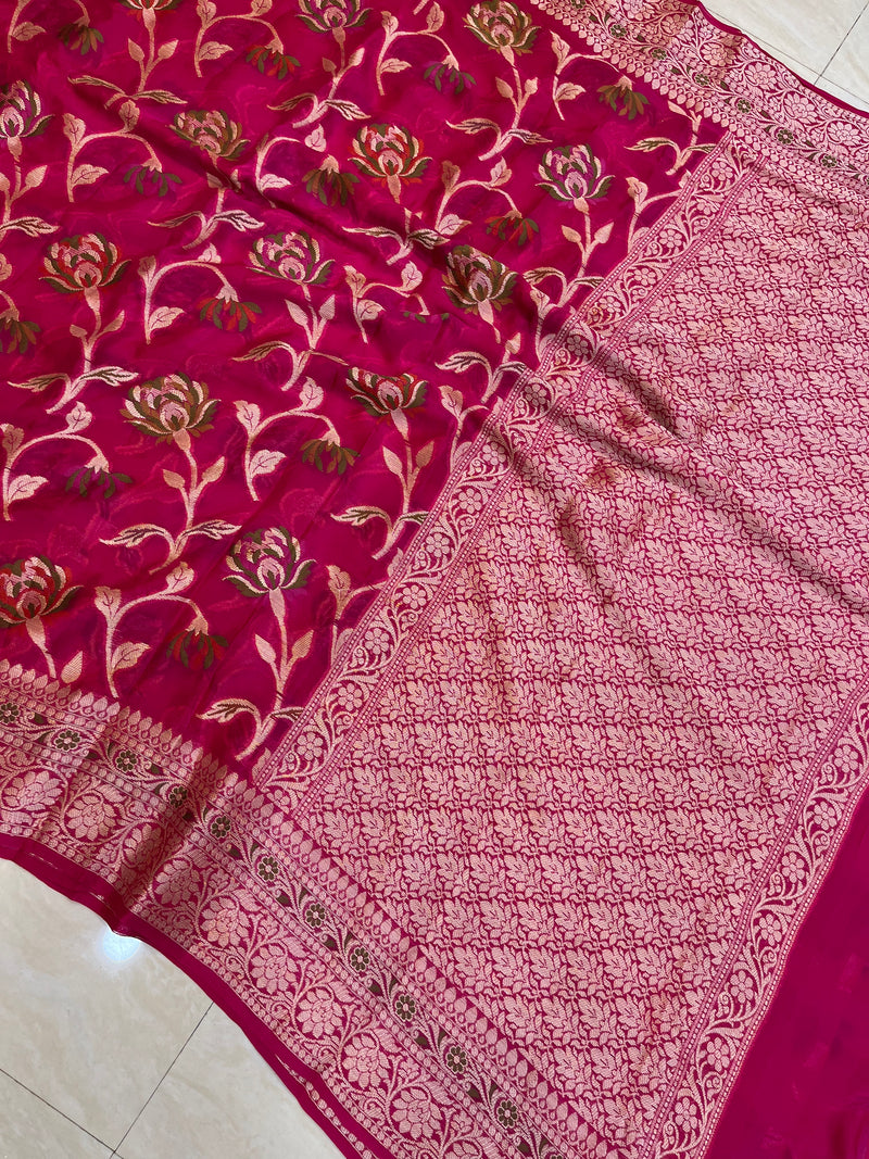 Pure Chiffon Khaddi Banarasi Saree - The Handlooms