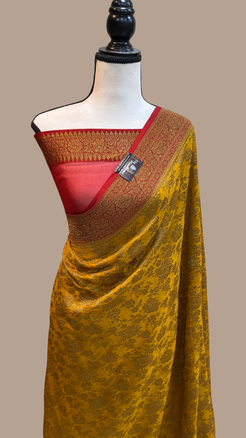 Khaddi Georgette Banarasi Saree -  Antique zari - The Handlooms