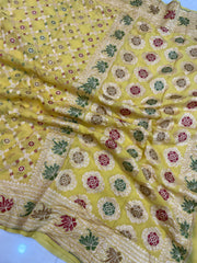 Pure Georgette Banarasi Handloom Saree - with meenakari work - The Handlooms