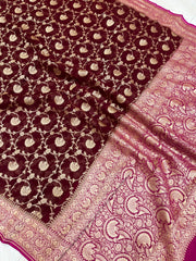 Khaddi Georgette Banarasi Saree - Gold zari - The Handlooms