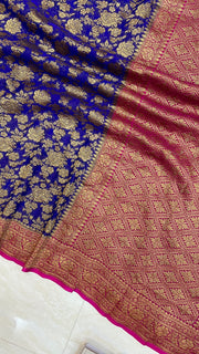 Khaddi Georgette Banarasi Saree -  Antique zari - The Handlooms