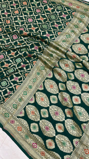 Pure Georgette Banarasi Handloom Saree - with meenakari work - The Handlooms