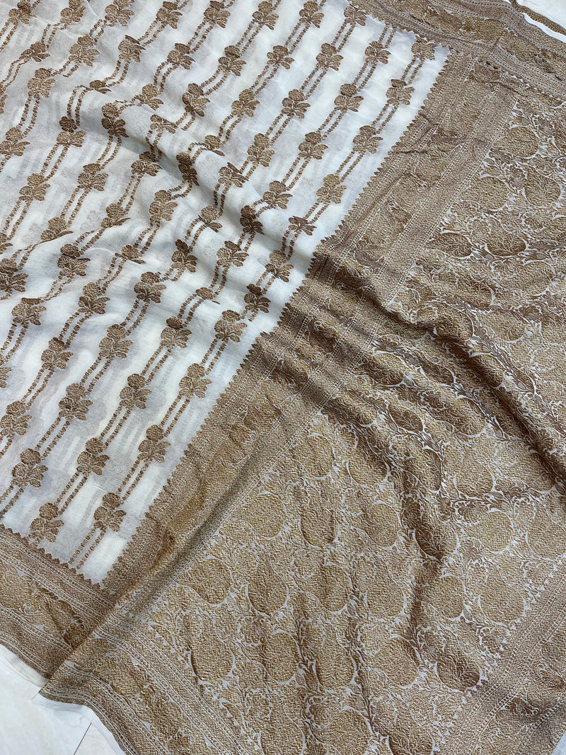 Khaddi Georgette Banarasi Saree -  Antique zari - The Handlooms