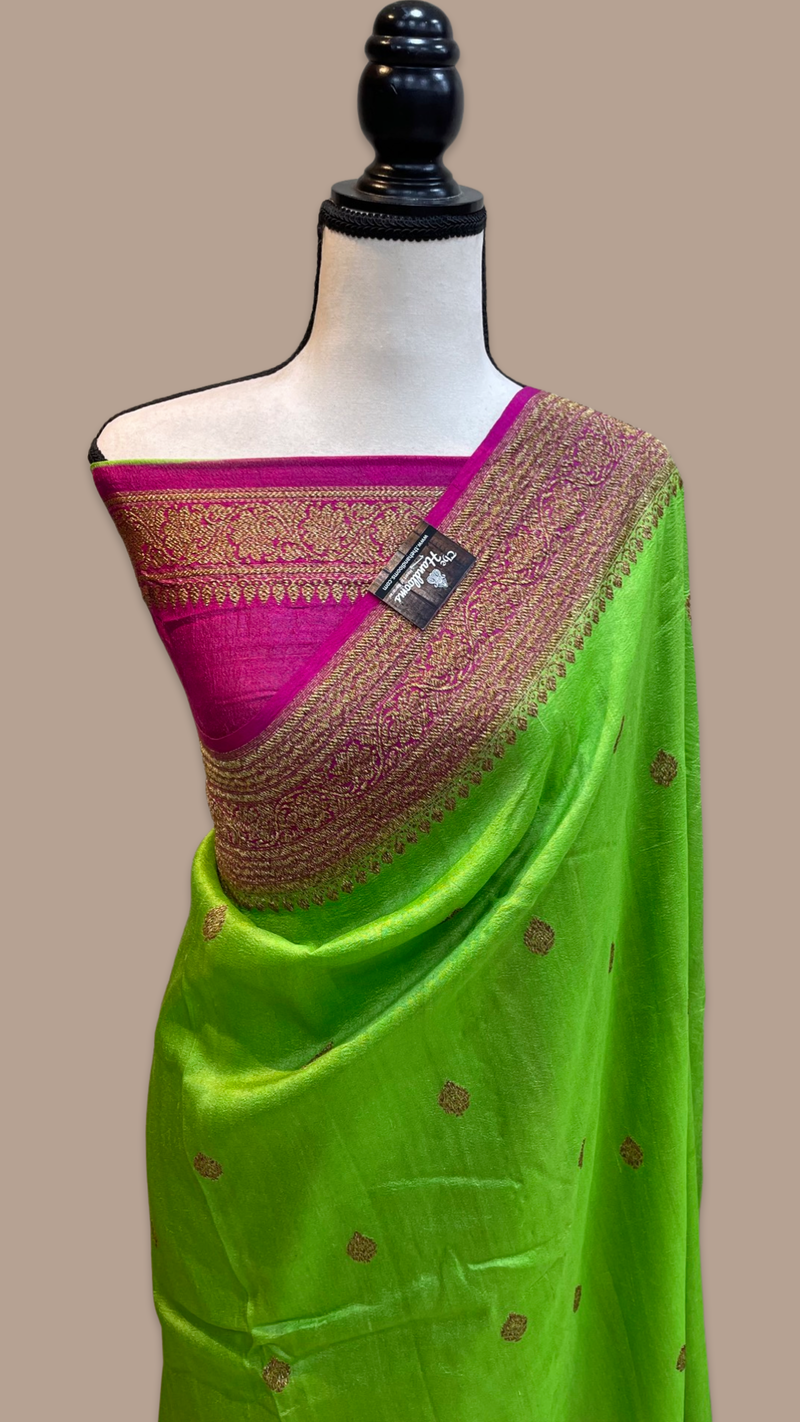 Tussar Georgette Handloom Banarasi Saree - All over kadua work - The Handlooms
